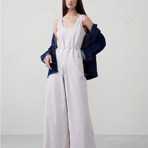 Banana Republic Factory Linen Blend Beige Wide-Leg Jumpsuit NWT originally $140